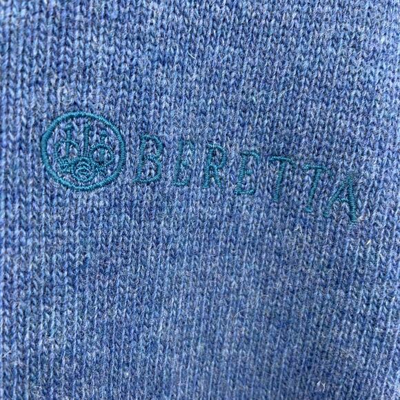 Beretta Mens Blue Wool Blend V-Neck Pullover Sweater Size L - Picture 2 of 8